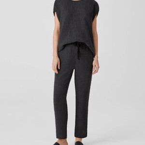Puckered Organic Linen Tapered Pant